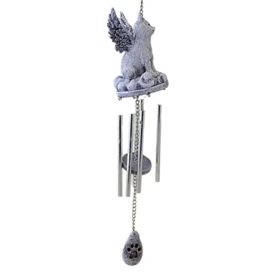 Roman 15.0 Inch Cat Memorial Windchime Bereavement , Pawprints Wings Heaven (1PC) image {2}