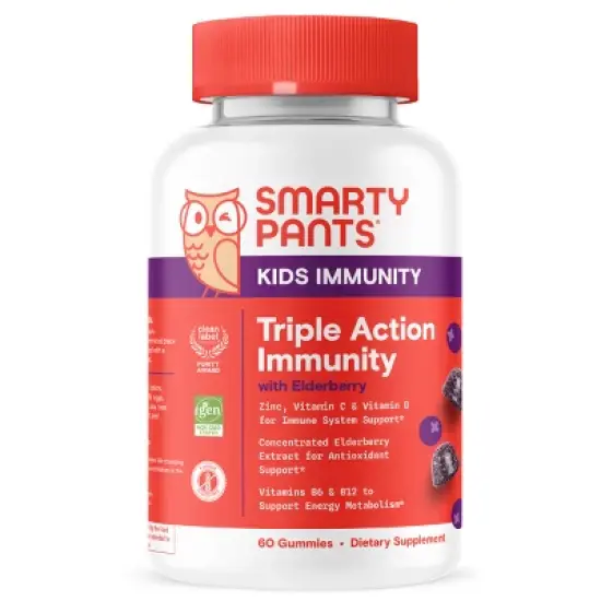 SmartyPants Kids Triple Action Immunity Chewables with Vitamins C, D3, & Zinc, Elderberry - 60ct image {13}