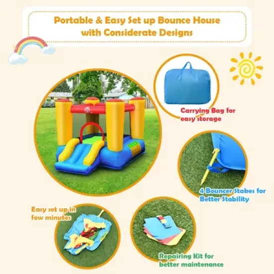 Costway Inflatable Bouncer Kids Slide Bounce House for Indoor Outdoor with 550W Blower image {7}
