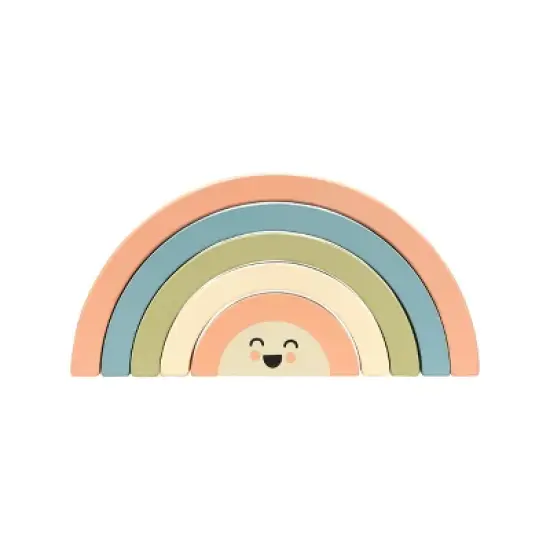 Pearhead Wooden Stacking Toy - Rainbow - 5pc image {9}