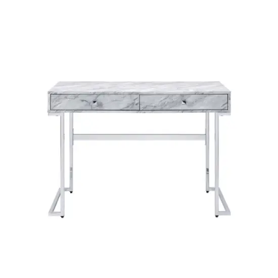 Tigress Writing Desk White/Chrome - Acme Furniture image {1}