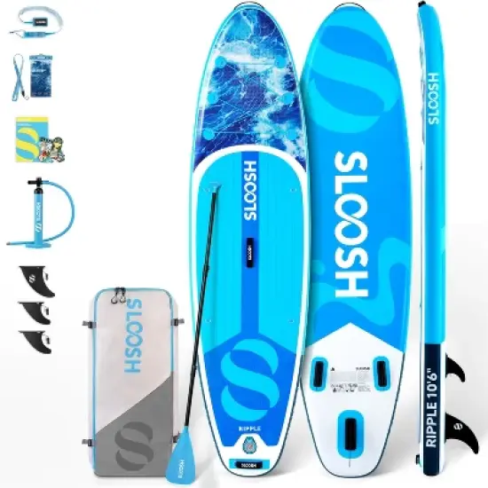 SLOOSH 126'' Ripple Inflatable Stand Up Paddle Board SUP with Premium Accessories, Non-Slip EVA Deck, Bag Included for Youth & Adults Water Adventure image {8}