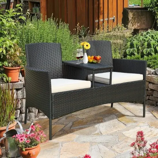 Tangkula Outdoor Rattan Furniture Wicker Conversation Chair patented image {1}