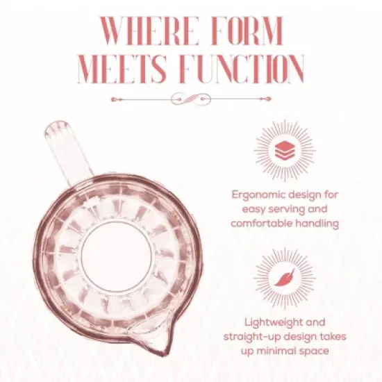 Elle D&eacute;cor Vintage Glass Pitcher, Water Carafe Jug for Iced Tea, 43.9 OZ, Pink image {2}