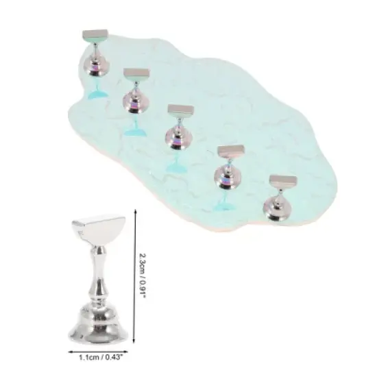Unique Bargains Polygonal Nail Display Stand Colorful Silver Tone 1 Set image {3}