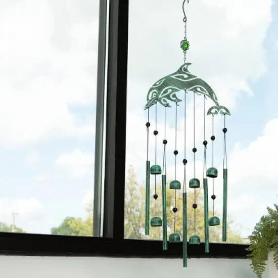 Dawhud Direct 28.5" H Dolphin Wind Chimes image {3}