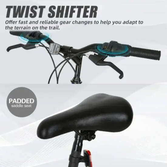 hykolity Mountain Bike, 26" 27.5" Wheel, 18 Speed MTB Bicycle with Dual Suspension, Adjustable Saddle for Men Women Outdoor Cycling image {4}