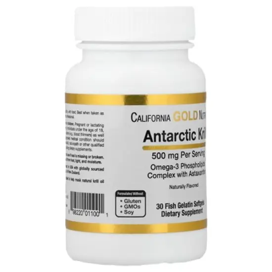 Antarctic Krill Oil, 500 mg Omega-3 Phospholipids with Naturally Occurring Astaxanthin, Natural Strawberry & Lemon Flavor, Non GMO, 500 mg, 30 Fish image {4}