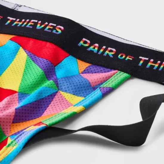 Pair of Thieves Men's Rainbow Abstract Print Super Fit Jockstrap - Red/Blue/Green image {3}