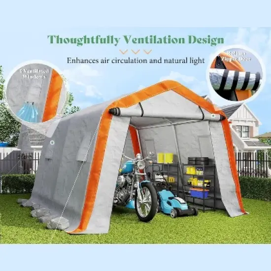 AMERLIFE Portable Storage Shelter, Heavy Duty Outdoor Shed with 2 Windows, Zipper Door image {2}
