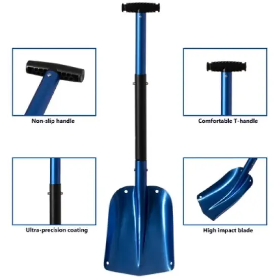 Gardenised Lightweight Extendable Aluminum Telescoping Compact Utility Snow Shovel, Blue image {2}