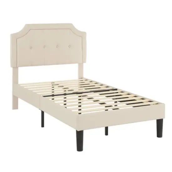 VECELO Modern Upholstered Bed Frame Wooden Platform Bed with Adjustable Headboard and Underbed Storage Space image {6}