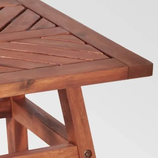 Slatted Chevron Acacia Wood Patio Side Table - Saracina Home image {4}