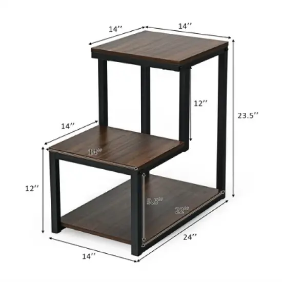 Costway 3-Tier End Table Side Table Night Stand W/ Storage Shelf for Living Room image {1}