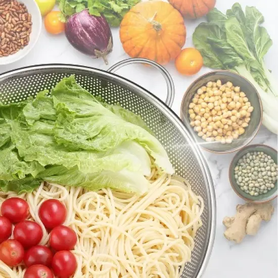 Colander Stainless Steel 3-Quart, Metal Strainer with Base, Strainer for Kitchen Food, Dishwasher Safe image {4}