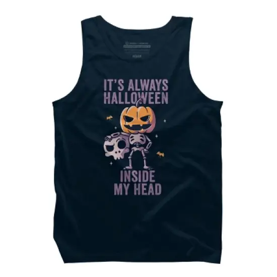 Men's Design By Humans It's Always Halloween Inside My Head Funny Cute Spooky By EduEly Tank Top image {6}