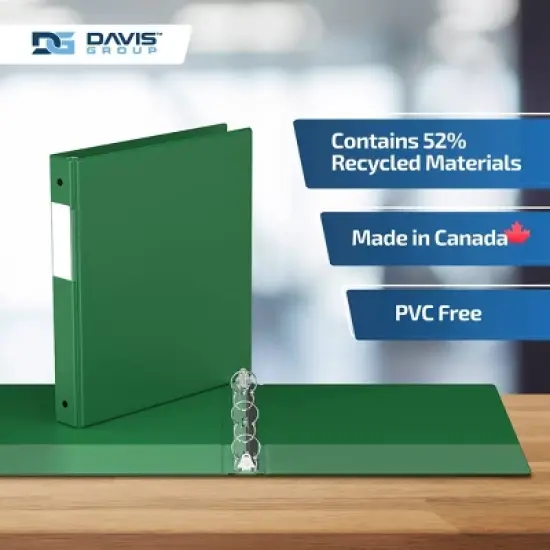 Davis Group 6pk 1" Premium Economy Round Ring Binders Green: Hard Cover, 200 Sheet Capacity, 2 Pockets, Polypropylene image {6}