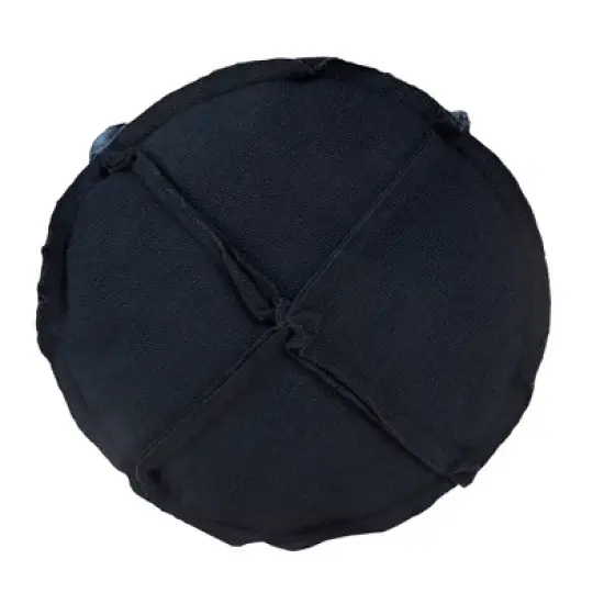HomeRoots 20" Blue Polyester Round Patchwork Indoor Outdoor Pouf Ottoman image {3}