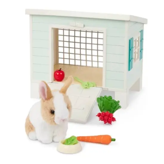 Our Generation Bunny Hutch House & Pet Rabbit Plush Accessory Set for 18'' Dolls image {3}