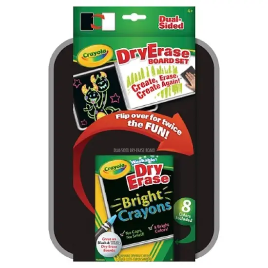 Crayola Dual Sided Dry Erase Board Set with Dry Erase Crayons 8ct: Kids Whiteboard & Presentation Board Accessories image {4}
