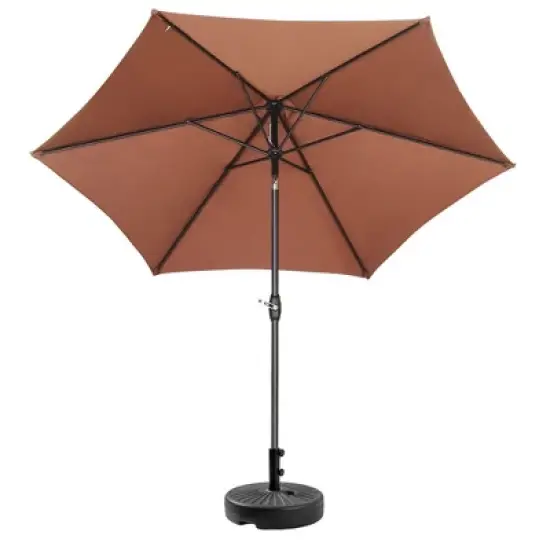 Ainfox 9ft Patio Umbrella Coffee With Umbrella Base image {2}