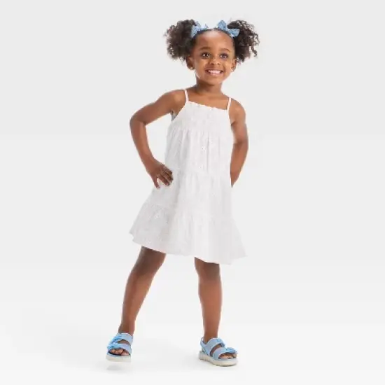 Toddler Girls' Eyelet Embroidered Tank Dress - Cat & Jack&trade; White image {2}