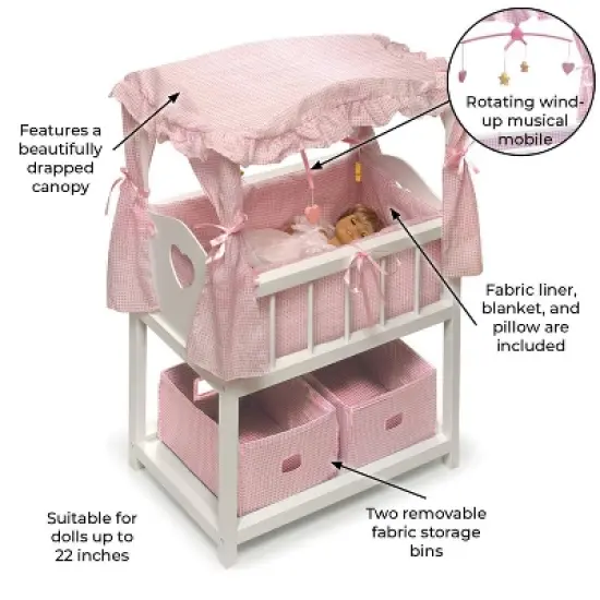 Badger Basket Doll Canopy Crib with Mobile & Storage Bins image {8}