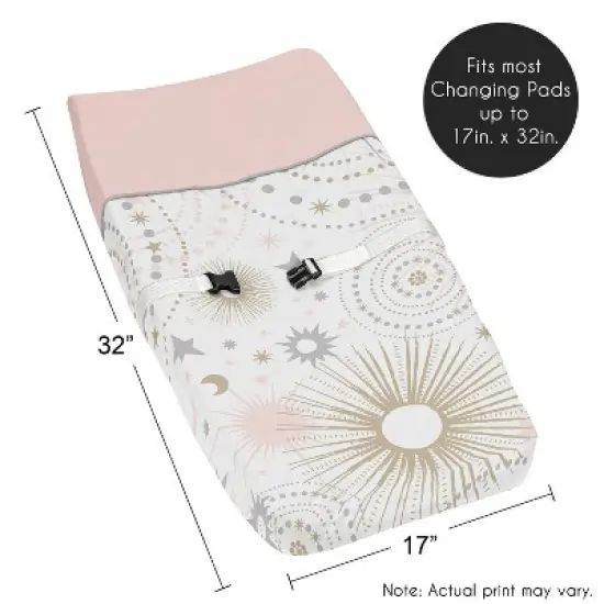 Sweet Jojo Designs Girl Changing Pad Cover Celestial Pink and Gold image {4}