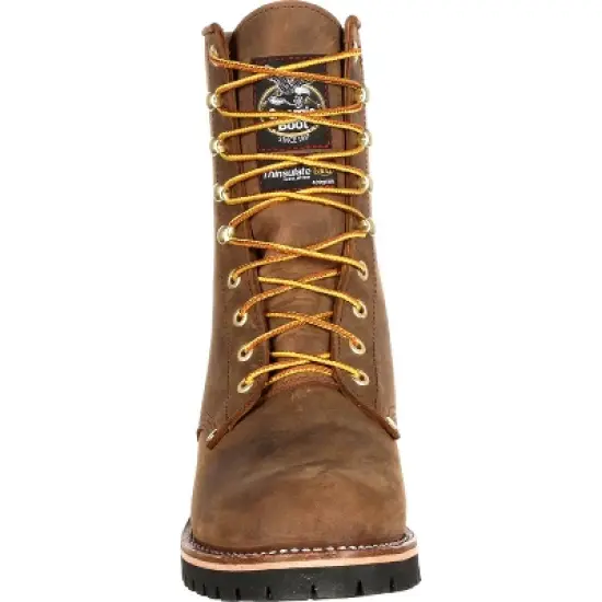 Men's Brown Georgia Boot Steel Toe Waterproof 400G Insulated Logger Work Boot Size 10(Wide) image {2}