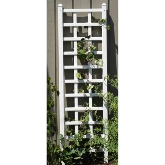 Dura-Trel Providence 22"x75" Indoor Outdoor Garden Trellis Plant Support for Vines & Climbing Plants, Flowers, & Vegetables with Ground Anchors, White image {5}