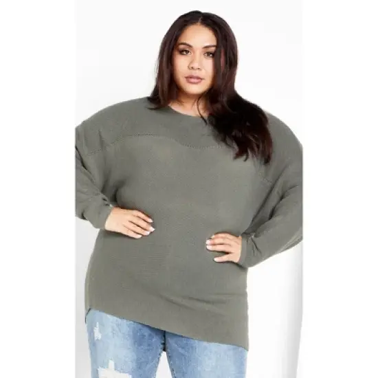 Women's Plus Size Romance Sweater - deep sage | CITY CHIC image {6}