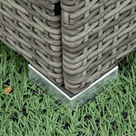 4pc Wicker Patio Conversation Seating Set with Thick Cushions - Gray - GODEER image {9}