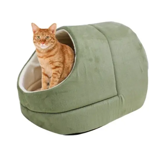 GOOPAWS Cave Covered Cat & Small Dog Warming Burrow Bed image {1}
