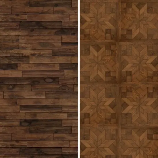 6" Double Sided Walnut Wood Pattern Canvas Room Divider Brown - Oriental Furniture image {5}