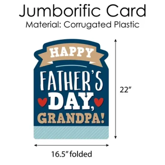 Big Dot of Happiness Grandpa, Happy Father's Day - We Love Grandfather Giant Greeting Card - Big Shaped Jumborific Card - 16.5 x 22 inches image {3}