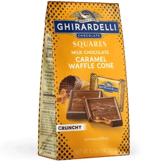 Ghirardelli Milk Chocolate Candy SQUARES with Caramel Waffle Cone Filling - 5.2oz image {1}