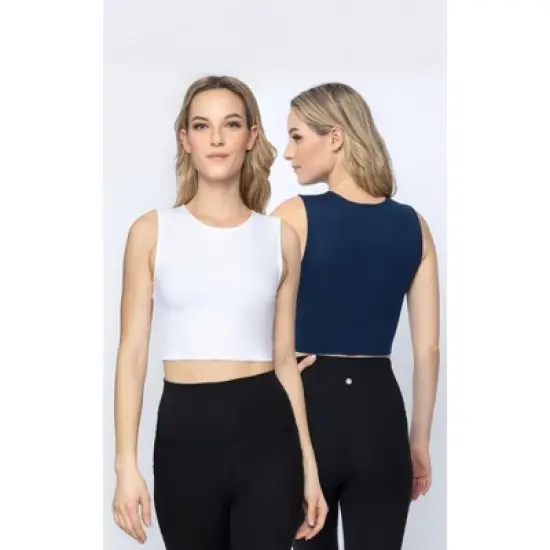 Yogalicious - Womens Fitted Cropped Tank Top 2 Pack image {9}