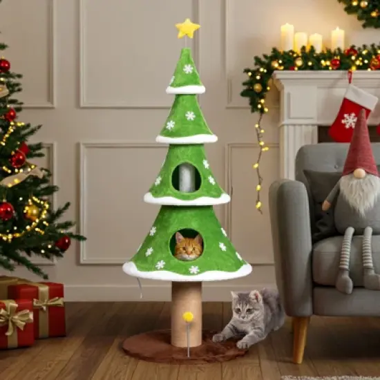Karl Home 4-tier 59 inch  Cat Tower Christmas Tree Decoration image {1}