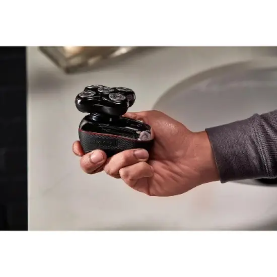 Remington Balder Deluxe XR7100, Head Rotary Shaver with Titanium Blades, Storage Pouch, Wet/Dry Shaving, 5 Dual Track Flexing Heads, Pop-Up Trimmer image {4}