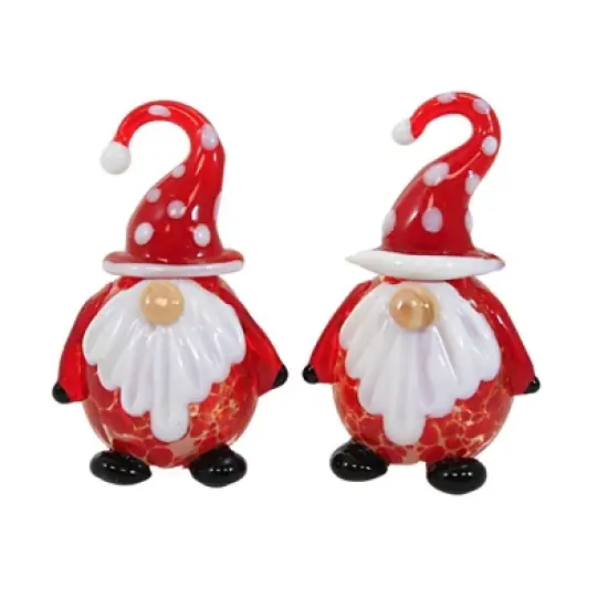 Tabletop 3.0 Inch Gnome Salt And Pepper Set , Blown Glass Santa (2PC) image {3}