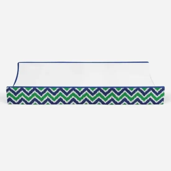 Bacati - MixNMatch Blue/Green White Changing Pad Cover image {4}