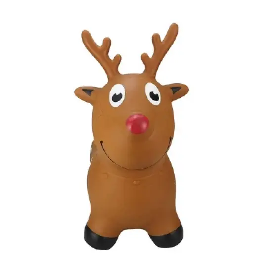 BounceZiez Inflatable Bouncy Ride-On Hopper with Pump - Reindeer image {3}