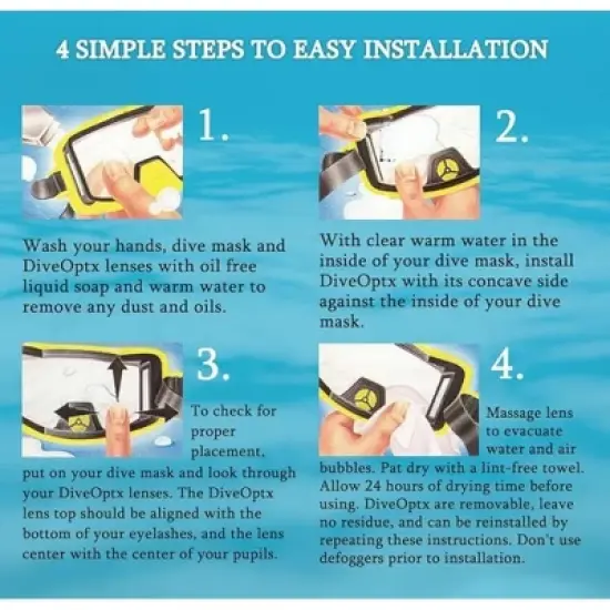 Calabria Hydrotac Dive OPTX 20/20 Stick On Bifocal Lenses 2 PACK Scuba Mask Magnifying BiFocal Stickers Diving Swim Goggles image {1}