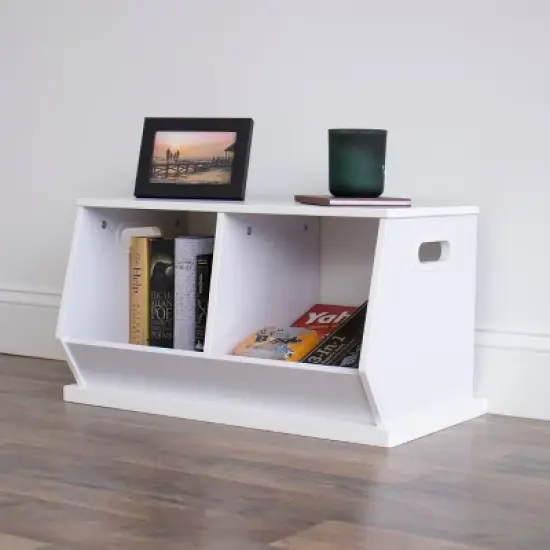 Wood Toy Storage Cubby and Kids' Bookcase White - Humble Crew image {5}