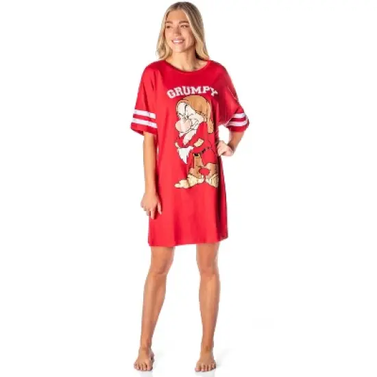 Disney Womens' Grumpy Snow White And The Seven Dwarfs Nightgown Pajama Red image {3}