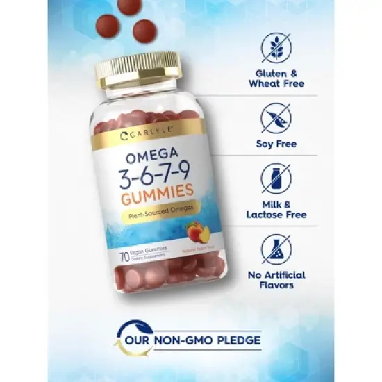 Carlyle Omega 3 6 7 9 Gummies | 70 Count | Peach Flavor image {3}