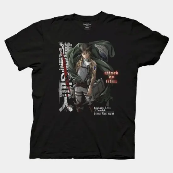Men's Attack On Titan Short Sleeve Graphic T-Shirt - Black image {3}
