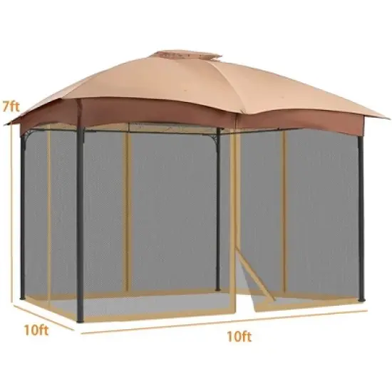 Aoodor Gazebo Netting Screen Replacement Universal 4-Panel Sidewalls 10' x 10' (Only Netting) image {2}