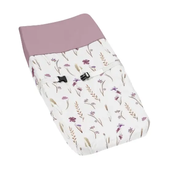 Sweet Jojo Designs Girl Changing Pad Cover Watercolor Floral Garden Purple and Taupe image {6}