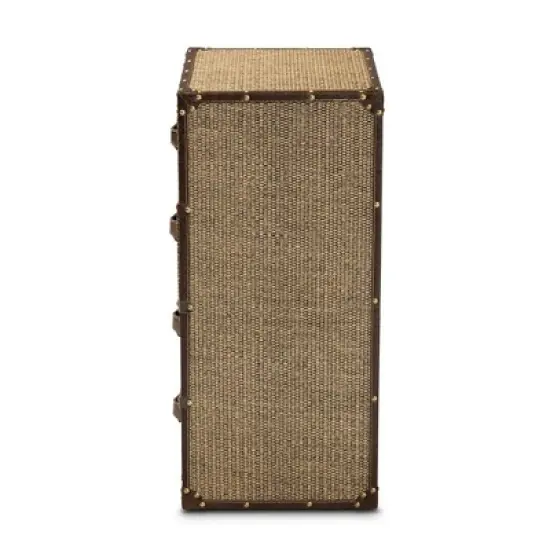 Owen Fabric Upholstered 4 Drawer Accent Storage Cabinet Brown - Baxton Studio image {3}